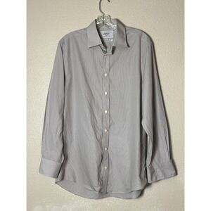 Charles Tyrwhitt 16 33 Non-Iron Slim Fit Twill Stripe Shirt Gray